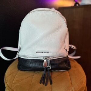 Michael Kors White and Black Backpack